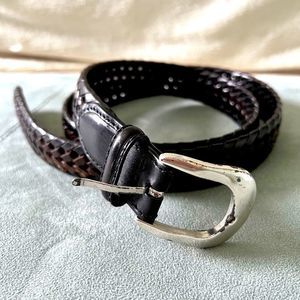 Brighton Black Leather Belt Braided Woven Unisex